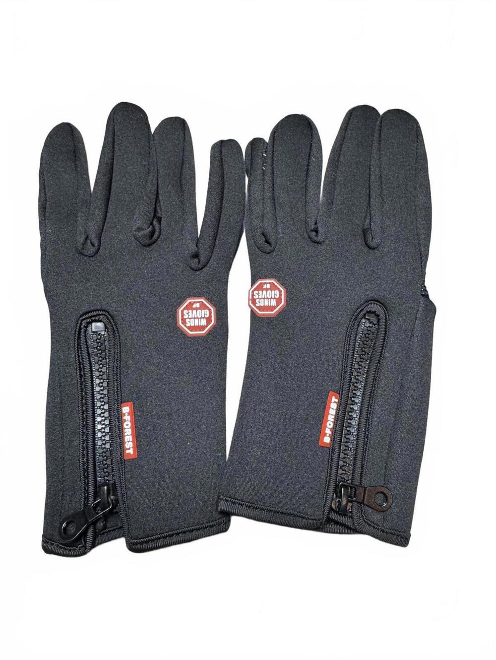 B-Forest Black Zip-Up Sports Gloves with Grip Pattern Small